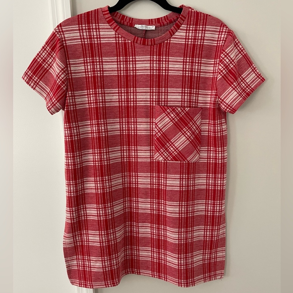 Zara NWOT Plaid Long Tee